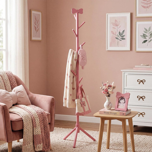 Wooden pink bow coat - pink,